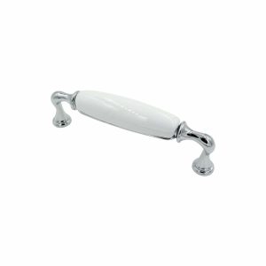 Kitchen cabinet handles chrome white Porcelain 128mm