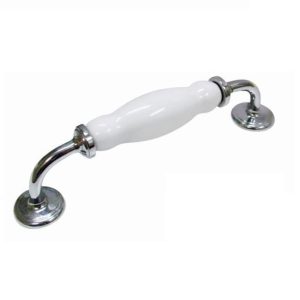 Kitchen cabinet handles chrome white Porcelain 128mm