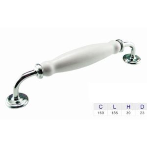 Kitchen cabinet handles chrome white Porcelain 160mm