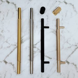 KT&CO Kitchen handles Knurled Bondi matt black / satin nickel / dark brushed brass/ champagne