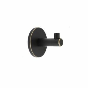 Round Robe Hooks in Matte Black and Brass