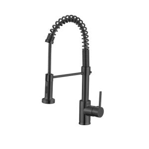 Matte Black Kitchen Tap Mixer Gooseneck Pull Down Spout