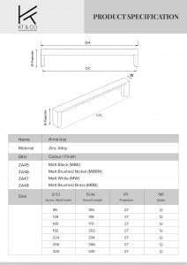 Kitchen Handles Anna bay Specification