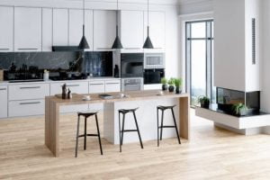 Contrast modern with wood and metal